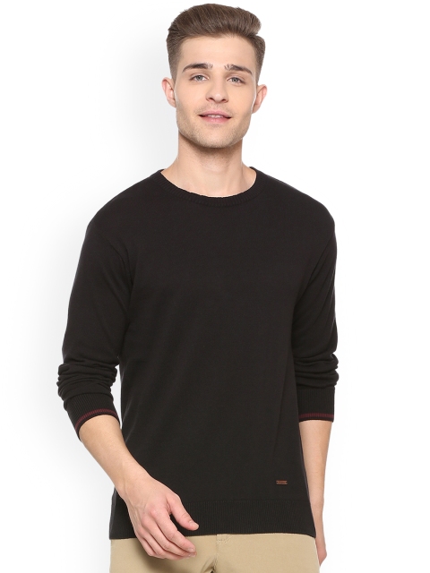 

People Men Black Solid Pullover