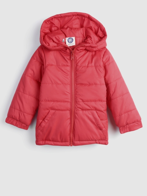 

YK Boys Red Solid Hooded Padded Jacket