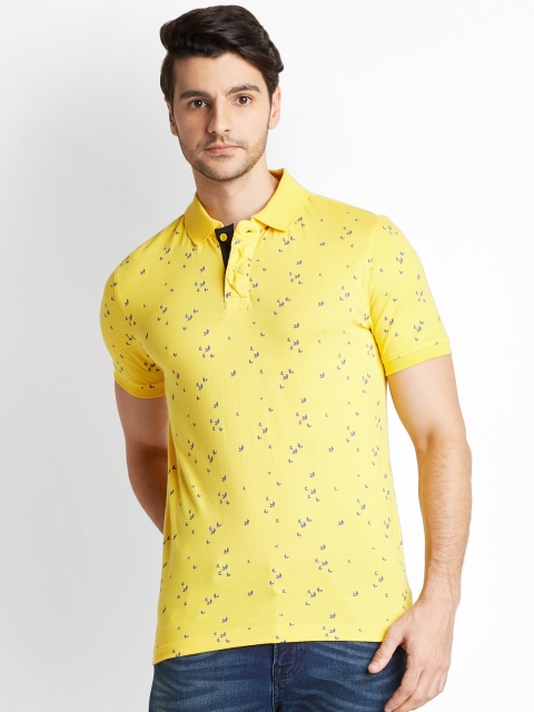 

Urban Ranger by pantaloons Men Yellow Printed Polo Collar T-shirt