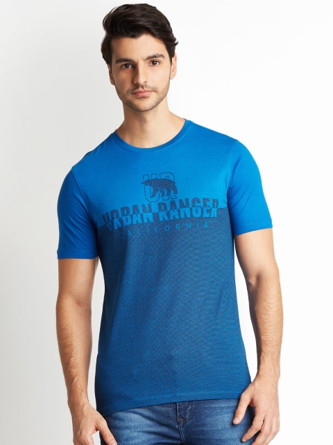 

Urban Ranger by pantaloons Men Blue Printed Round Neck T-shirt