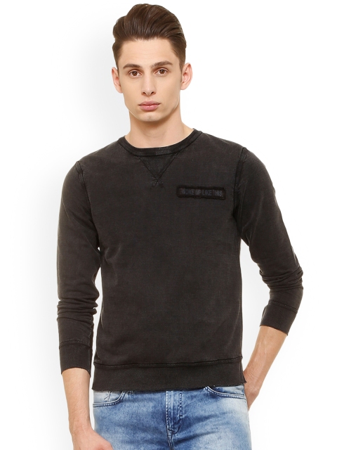 

People Men Charcoal Grey Solid Sweatshirt