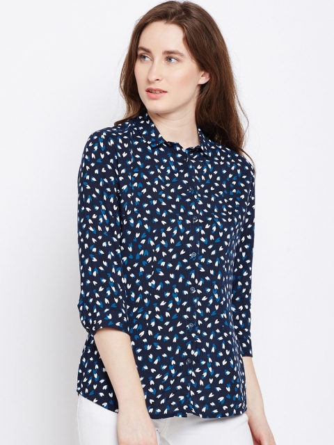 

Crimsoune Club Women Navy Blue Slim Fit Printed Casual Shirt