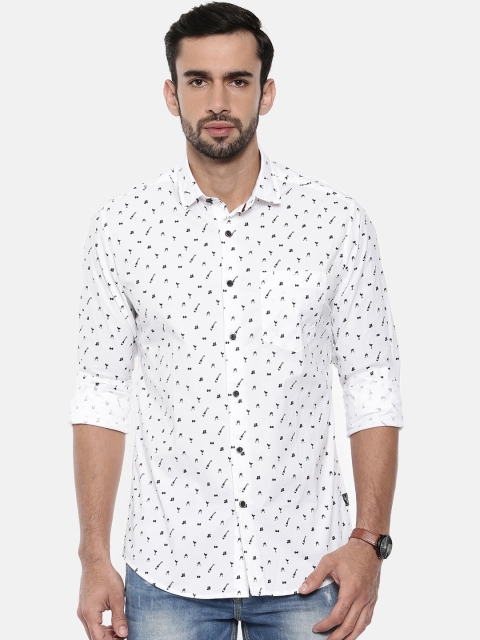 

Classic Polo Men White Slim Fit Printed Casual Shirt