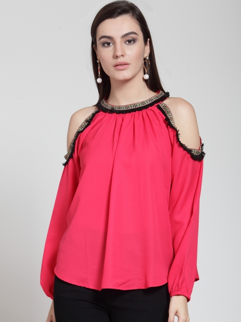 

plusS Women Pink Self Design Top