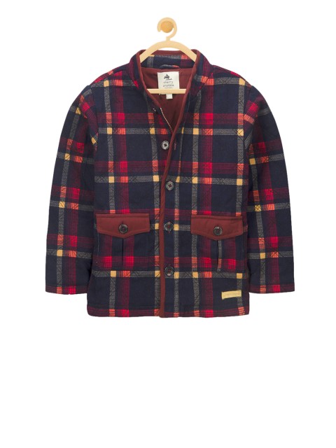 

Cherry Crumble Kids Navy Blue Checked Bomber