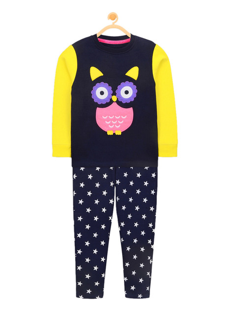 

Cherry Crumble Unisex Navy Blue & Yellow Printed Night suit WS-NSUIT-2301