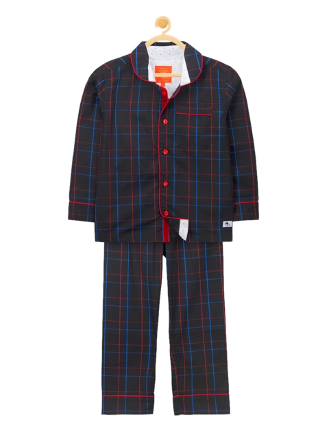 

Cherry Crumble Kids Black & Blue Checked Night suit