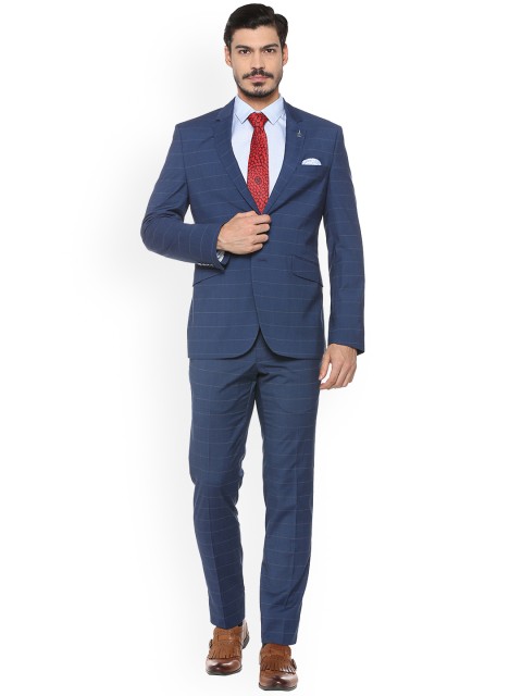 

Van Heusen Men Blue Checked Single Breasted Slim Fit Formal Suit