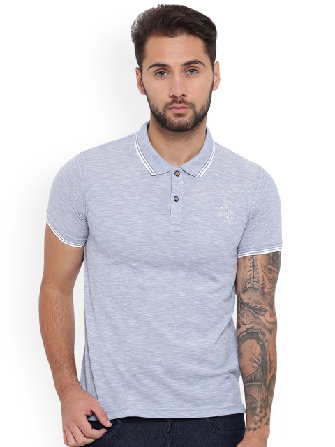 

Duke Men Blue Solid Polo Collar T-shirt
