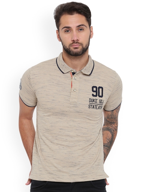 

Duke Men Beige Printed Polo Collar T-shirt