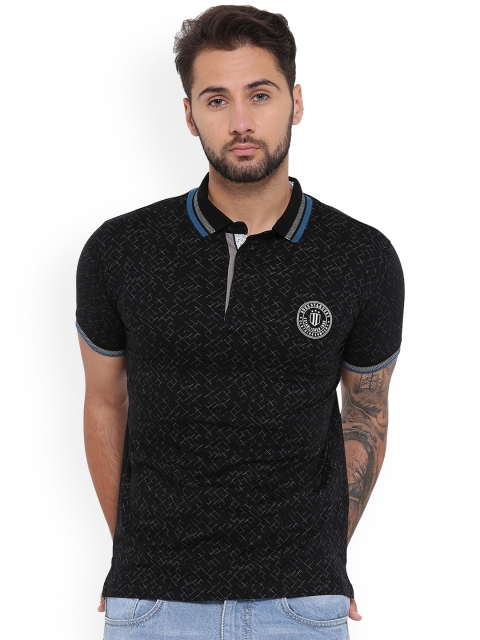 

Duke Men Black Printed Polo Collar T-shirt