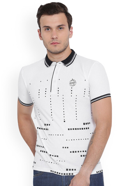 

Duke Men White Printed Polo Collar T-shirt