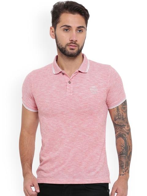 

Duke Men Pink Solid Polo Collar T-shirt