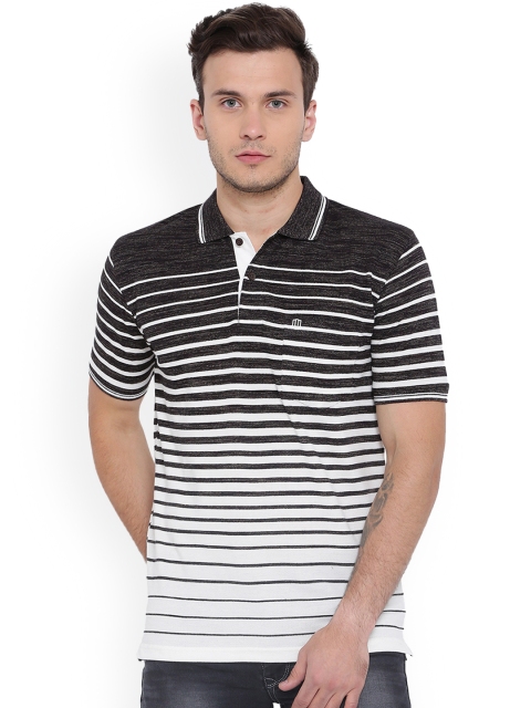 

Duke Men Brown & White Striped Polo Collar T-shirt