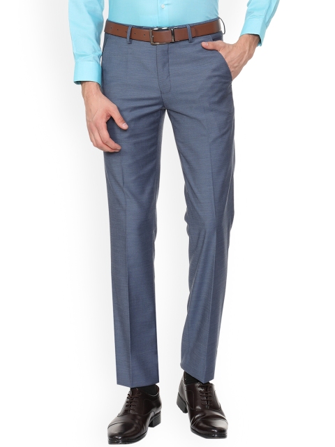 

Van Heusen Men Blue Slim Fit Solid Formal Trousers
