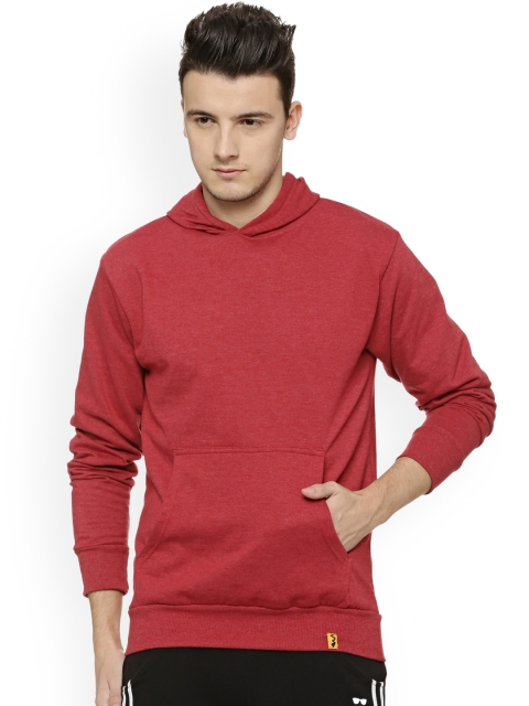 

Campus Sutra Men Maroon Solid Hooded Sweatshirt