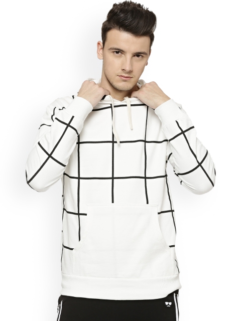 

Campus Sutra Men White & Black Checked Hooded Sweatshirt