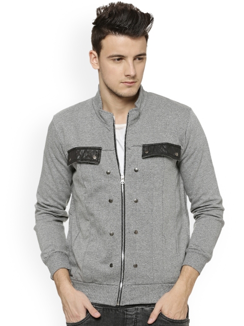 

Campus Sutra Men Grey Solid Bomber