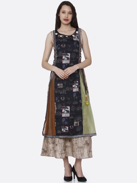 

RAISIN Women Multicoloured Printed A-Line Dress, Multi