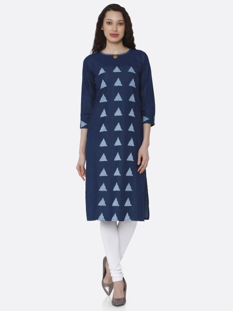 

RAISIN Women Navy Blue Printed Straight Kurta