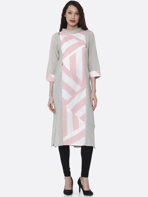 

RAISIN Women Grey & Pink Printed Straight Kurta