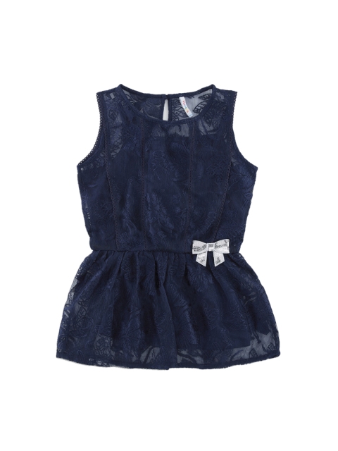 

POPPERS by Pantaloons Girls Blue Self Design Fit and Flare Dress