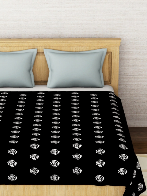 

Story@home Black & White Floral Mild Winter 350 GSM Double Bed Blanket