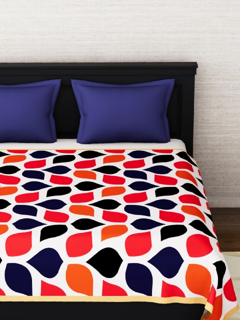 

Story@home Orange & Blue Floral Mild Winter 400 GSM Double Bed Blanket