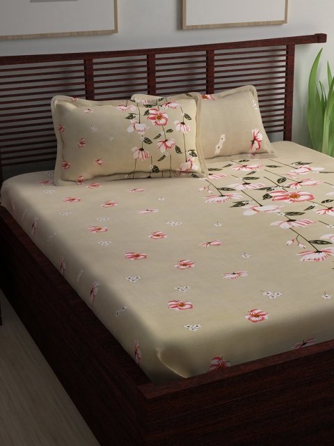 

Story@home Beige & Red Floral Flat 240 TC 1 Double Bedsheet with 2 Pillow Covers