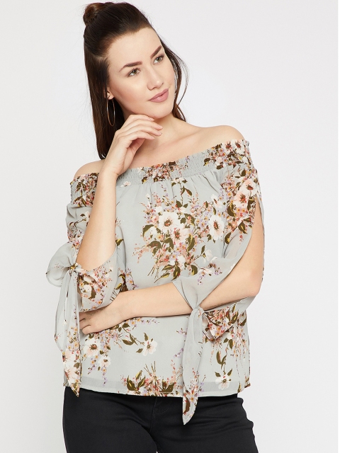 

Marie Claire Women Grey Printed Bardot Top