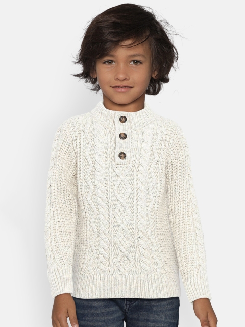 

GAP Baby Boys' Off-White Cable-Knit Henley Sweater