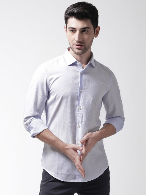 

GAS Men White Slim Fit Self Design Casual Shirt