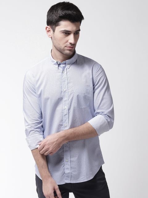 

GAS Men Blue Slim Fit Printed Casual Shirt