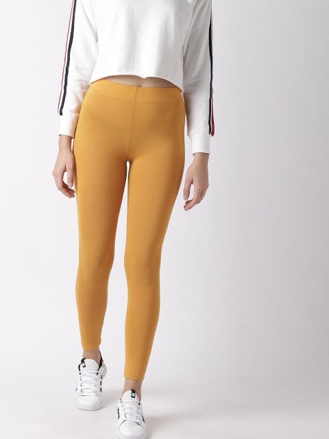 

FOREVER 21 Women Mustard Yellow Solid Leggings