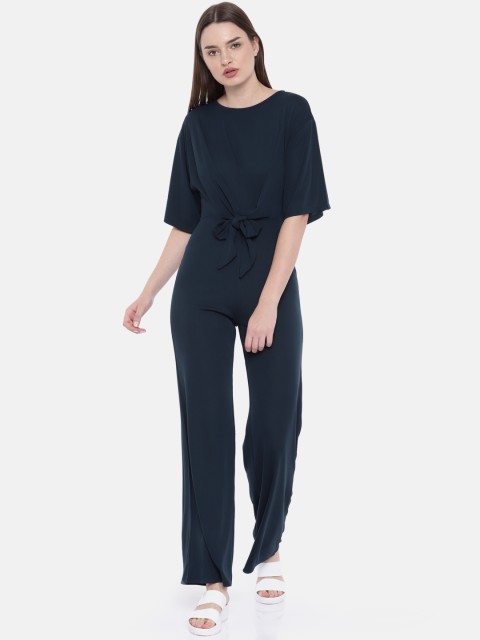 

FOREVER 21 Navy Blue Solid Basic Jumpsuit