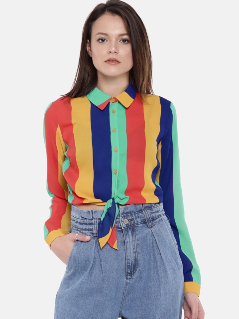 

FOREVER 21 Women Multicoloured Striped Shirt Style Top, Multi