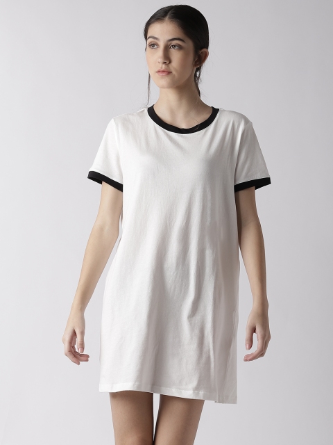 

FOREVER 21 Women White Solid T-shirt Dress