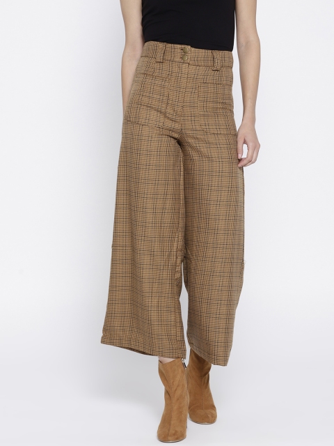 

FOREVER 21 Women Brown Regular Fit Checked Culottes