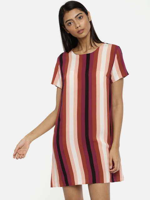 

FOREVER 21 Women Multicoloured Striped T-shirt Dress, Multi