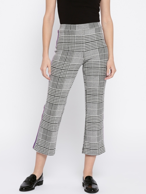 

FOREVER 21 Women Black & White Checked Treggings