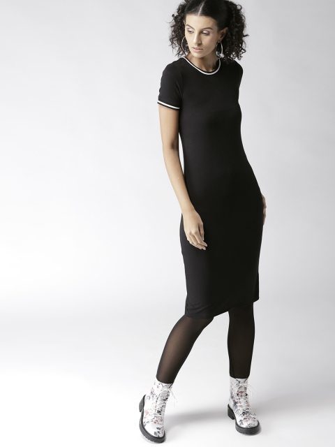 

FOREVER 21 Women Black Solid Sheath Dress