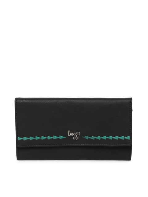 

Baggit Women Black Solid Three Fold Wallet