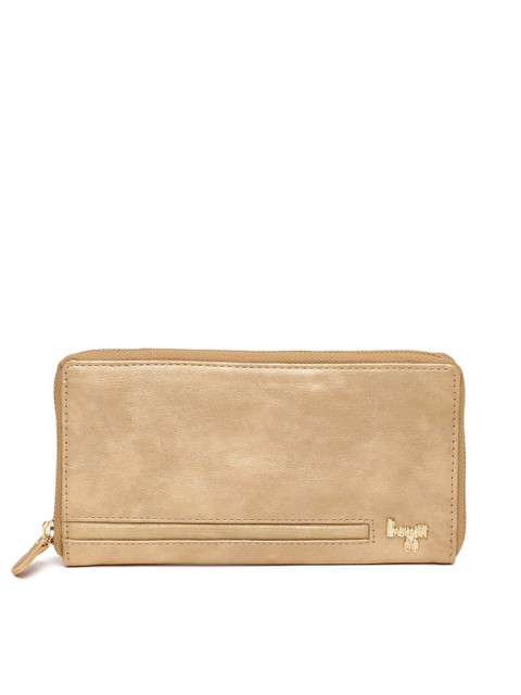 

Baggit Women Gold-Toned Solid Zip Around Wallet