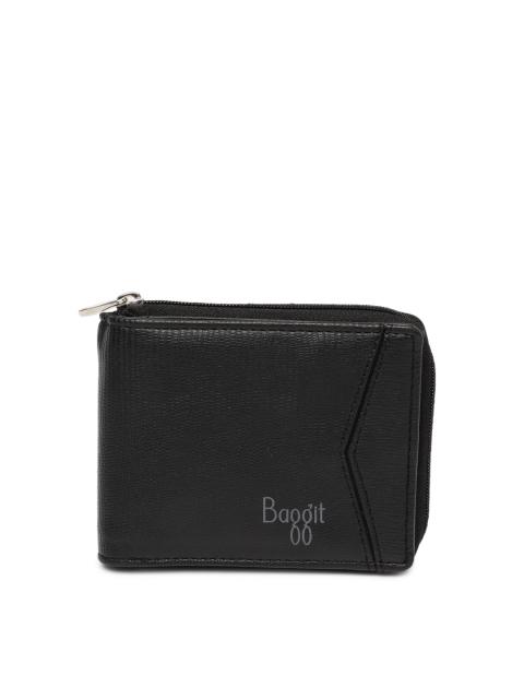 

Baggit Men Black Leathher Textured Zip Around Wallet