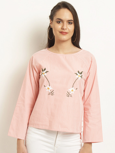 

Marie Claire Women Pink Striped Top