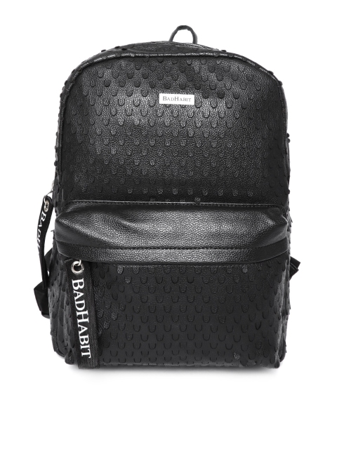 

BAD HABIT Unisex Black Textured Laptop Backpack