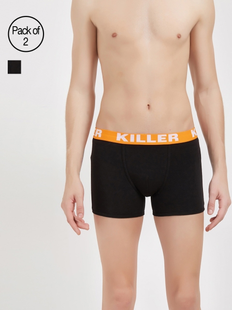 

KILLER Mens Pack of 2 Assorted Trunks KLBRF-1010-C3-MDWSTFT, Black