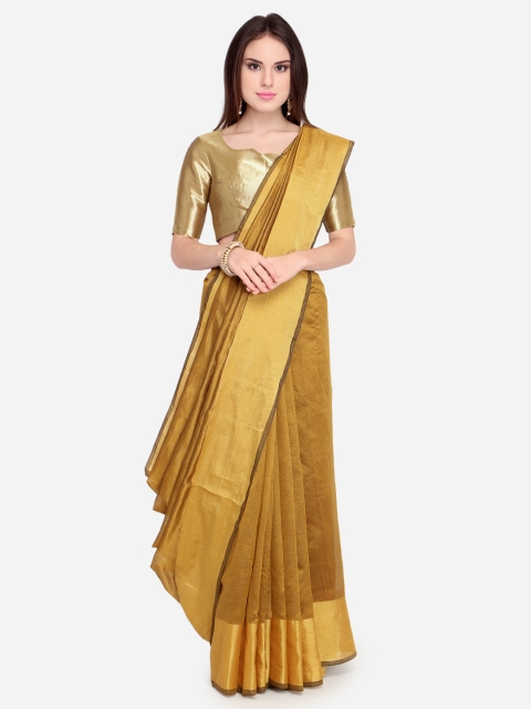 

Florence Gold-Toned Solid Silk Cotton Saree
