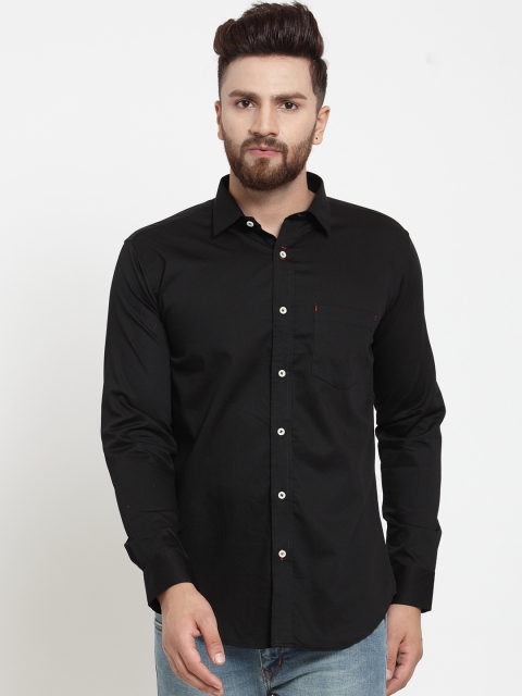 

Monteil & Munero Men Black Slim Fit Solid Casual Shirt