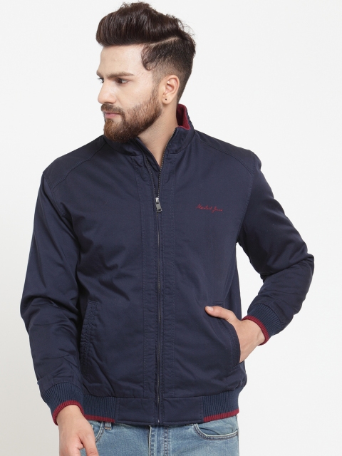

Monteil & Munero Men Navy Blue Solid Bomber